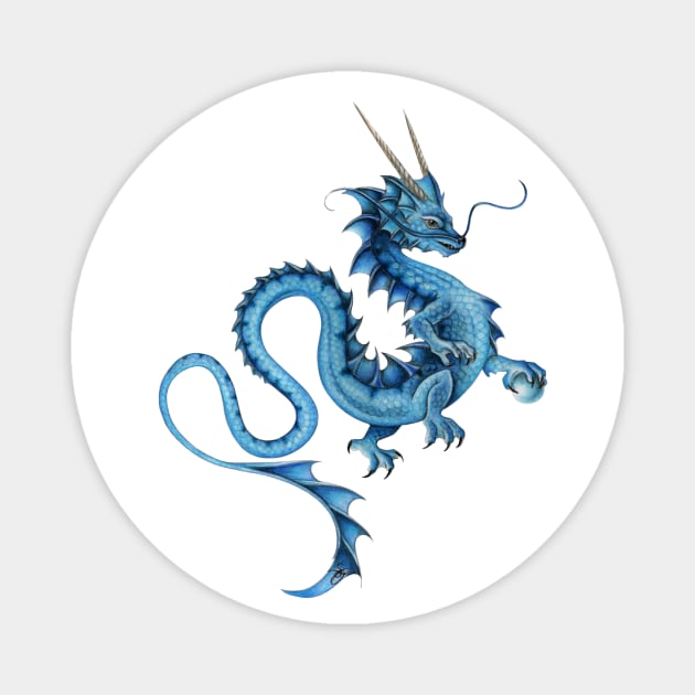 Serene Blue Asian Dragon Magnet by Sandra Staple